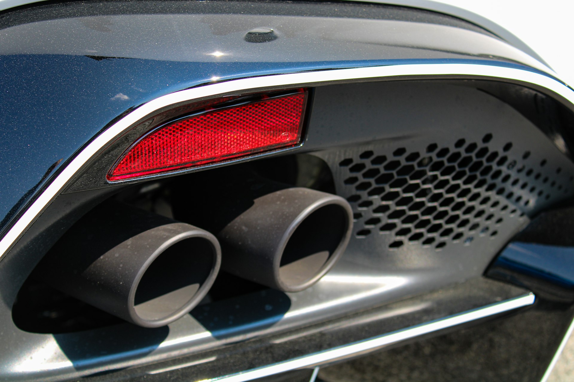 a close up of the tail lights of a car
